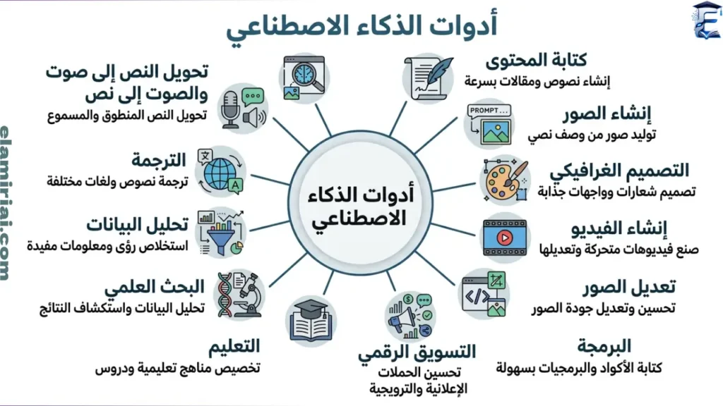 أنواع أدوات الذكاء الاصطناعي