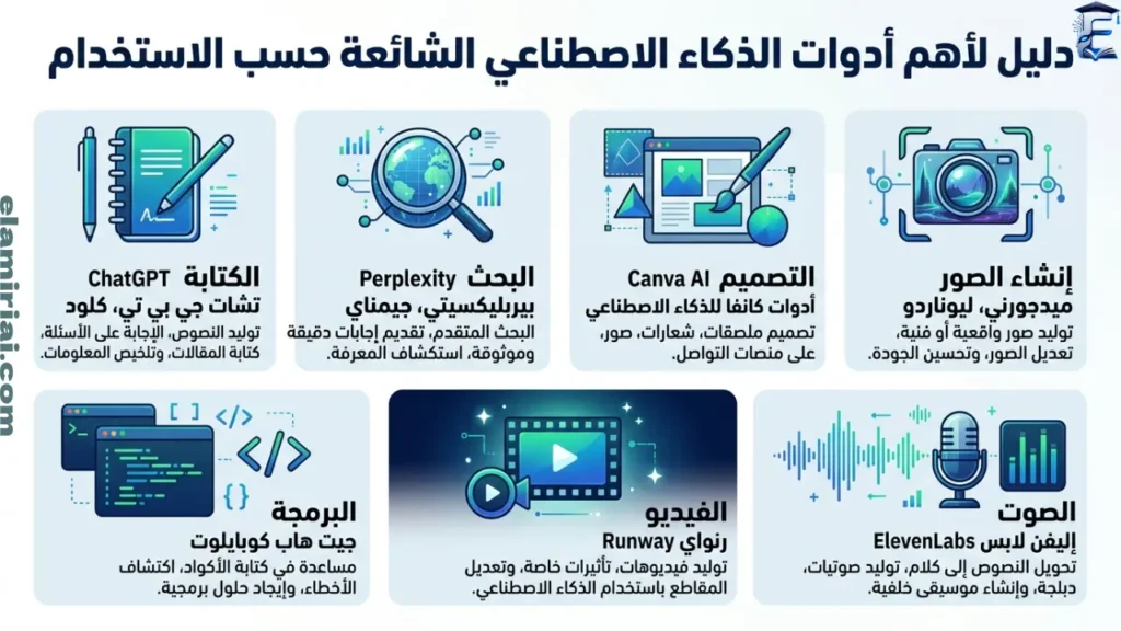 دليل لأهم أدوات الذكاء الاصطناعي حسب الاستخدام